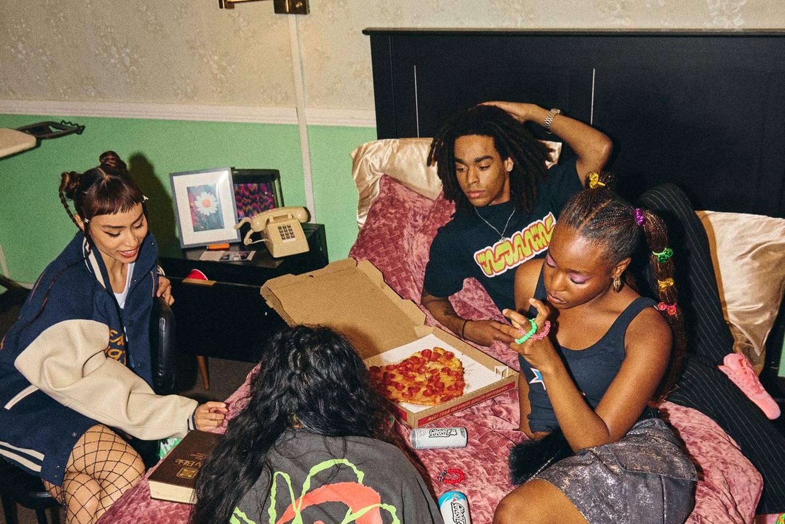 Friends hanging out together in a room